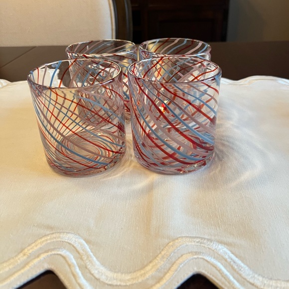 Set of 4 Matilda Goad & Co for Anthropologie Swirl Double Old Fashioned Glasses - Picture 4 of 5